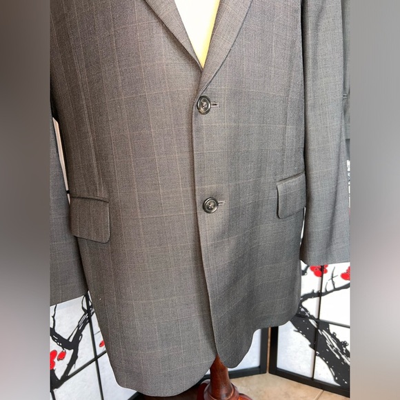 Mens Jo S A Bank 2B Signature Suit Brown Plaid w/Rust Deco Size 46R Pants 38x30 - Picture 2 of 16